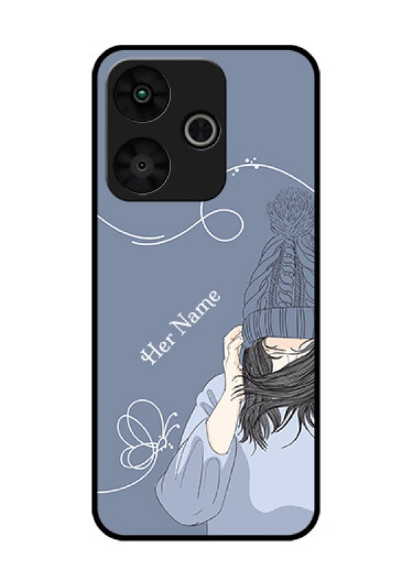 Poco M6 Plus 5G Custom Glass Phone Case - Girl In Winter Outfit Design