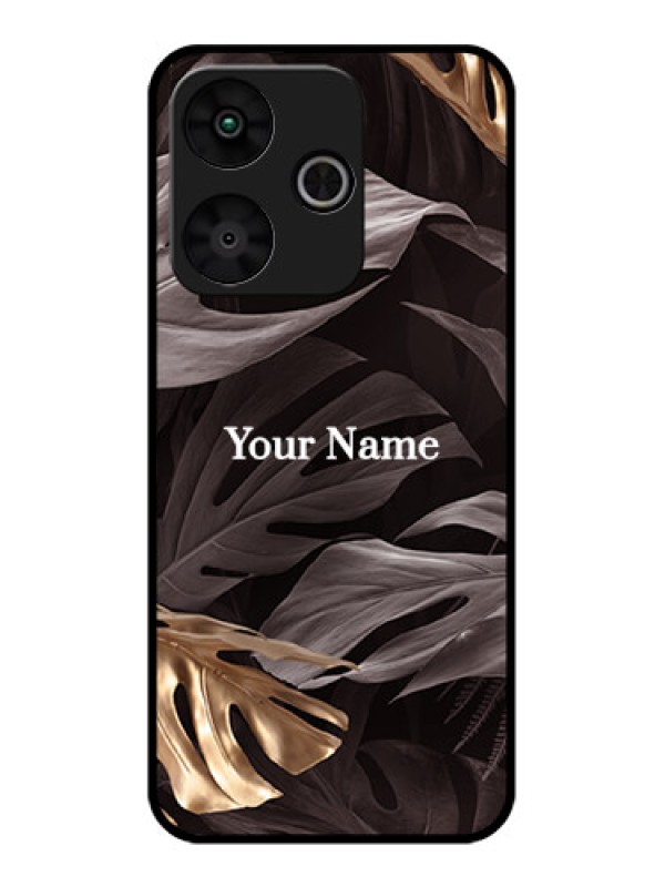 Custom Poco M6 Plus 5G Custom Glass Phone Case - Wild Leaves Digital Paint Design