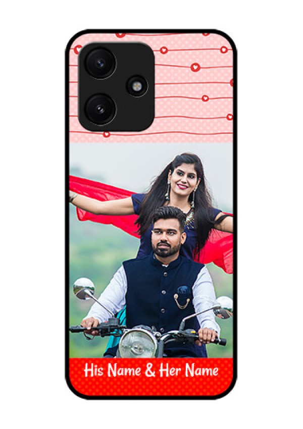 Poco M6 Pro 5G Personalized Glass Phone Case - Red Pattern Case Design