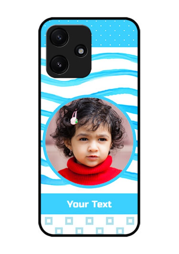 Poco M6 Pro 5G Custom Glass Phone Case - Simple Blue Case Design