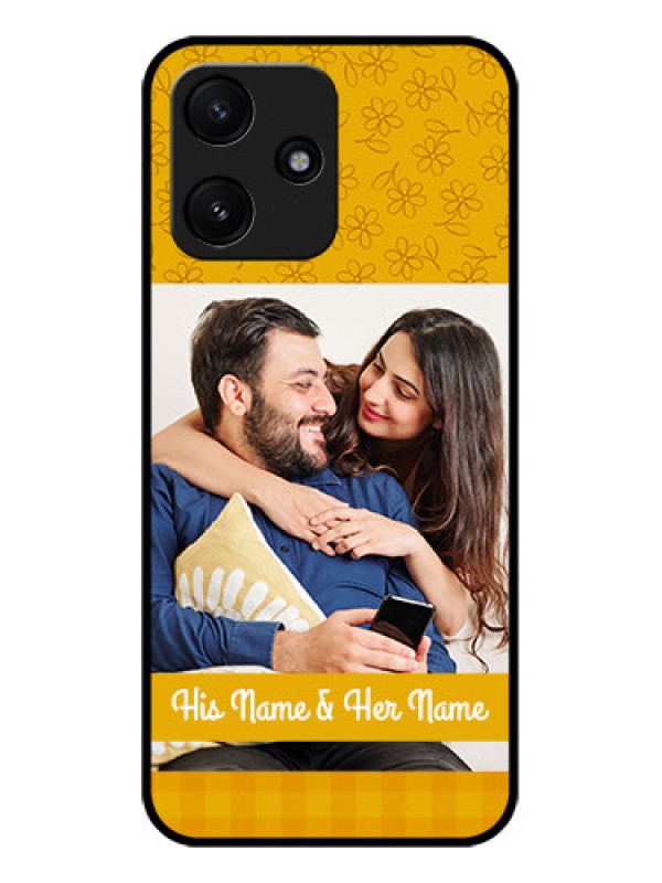 Custom Poco M6 Pro 5G Custom Glass Mobile Case - Yellow Floral Design