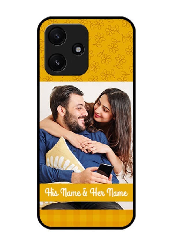 Poco M6 Pro 5G Custom Glass Mobile Case - Yellow Floral Design