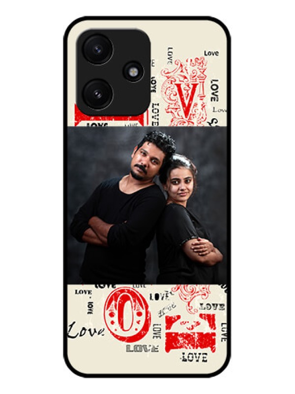 Custom Poco M6 Pro 5G Photo Printing on Glass Case - Trendy Love Design Case