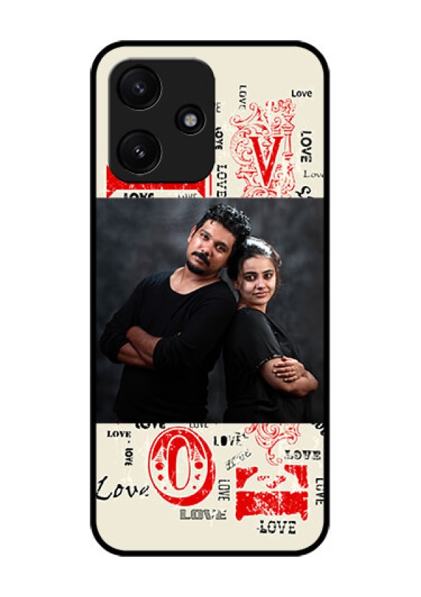Poco M6 Pro 5G Photo Printing on Glass Case - Trendy Love Design Case
