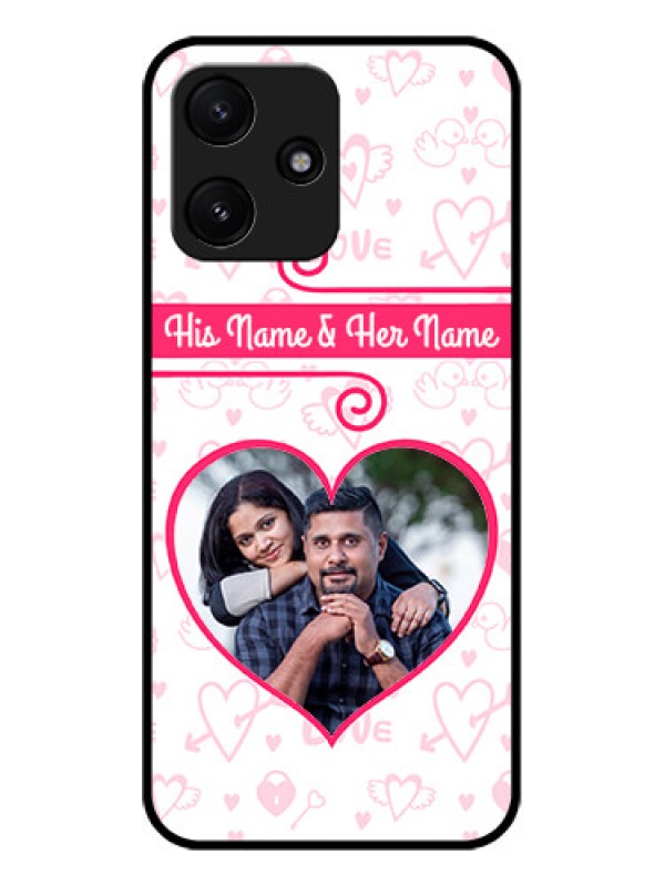 Custom Poco M6 Pro 5G Personalized Glass Phone Case - Heart Shape Love Design
