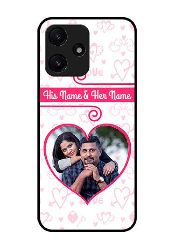Poco M6 Pro 5G Personalized Glass Phone Case - Heart Shape Love Design