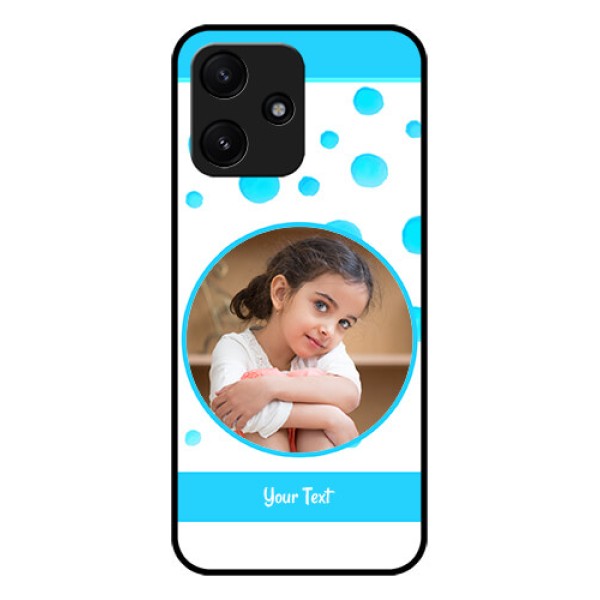 Poco M6 Pro 5G Photo Printing on Glass Case - Blue Bubbles Pattern Design Poco M6 Pro 5G Photo Printing on Glass Case - Blue Bubbles Pattern Design