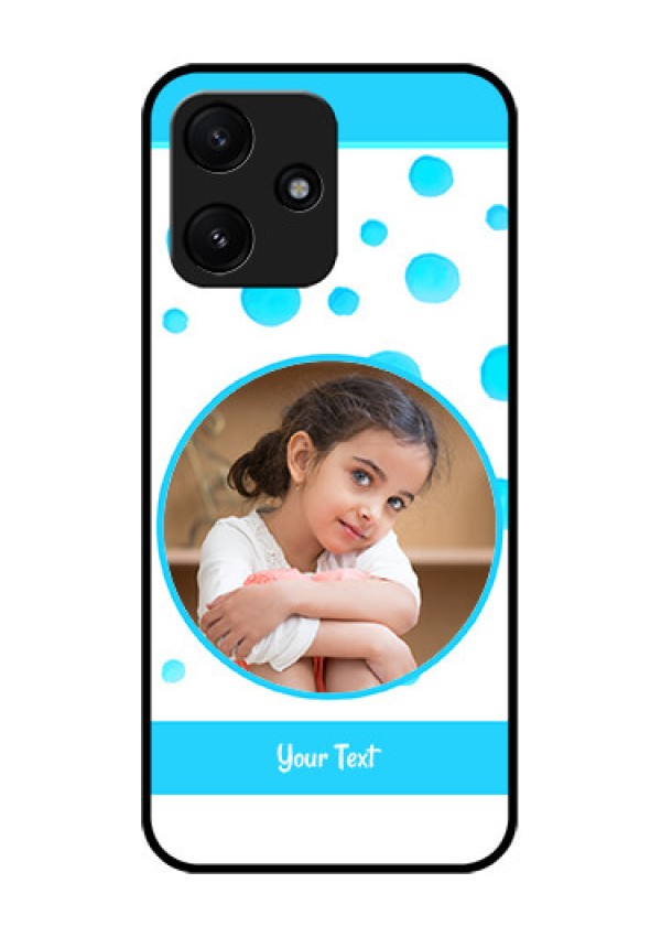 Poco M6 Pro 5G Photo Printing on Glass Case - Blue Bubbles Pattern Design