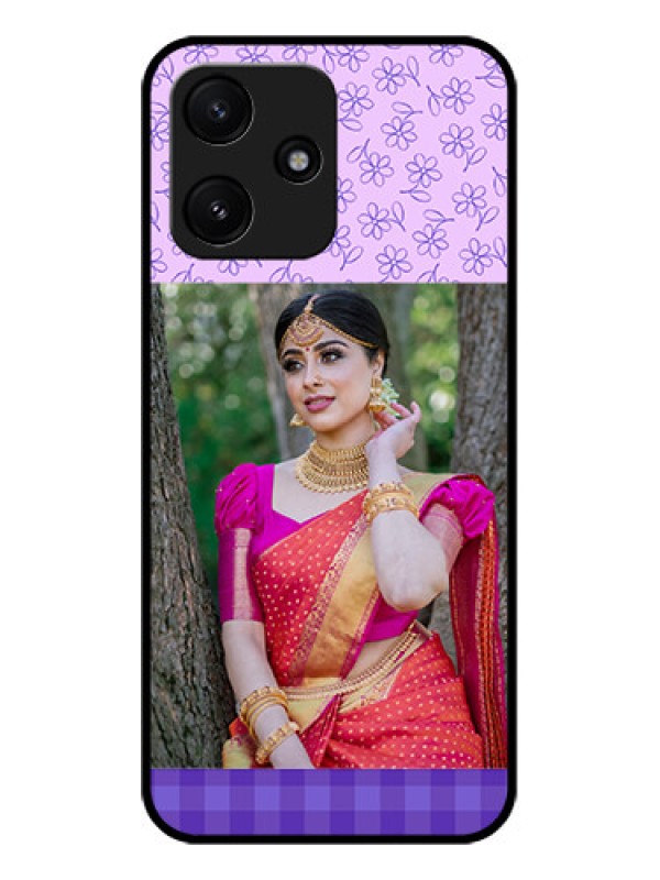 Custom Poco M6 Pro 5G Custom Glass Phone Case - Purple Floral Design