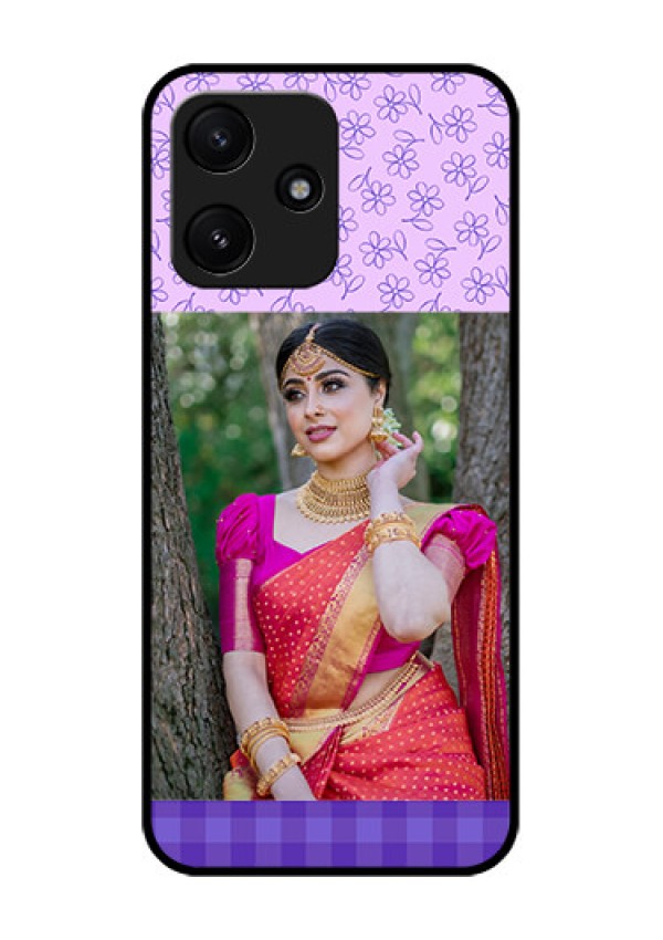 Poco M6 Pro 5G Custom Glass Phone Case - Purple Floral Design
