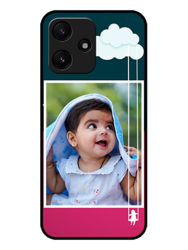 Custom Poco M6 Pro 5G Custom Glass Phone Case - Cute Girl with Cloud Design