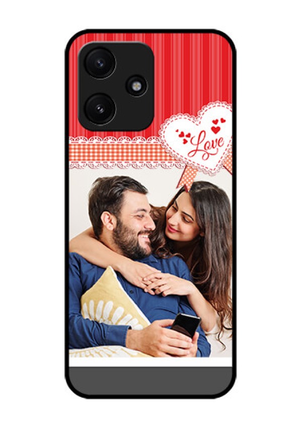 Poco M6 Pro 5G Custom Glass Mobile Case - Red Love Pattern Design