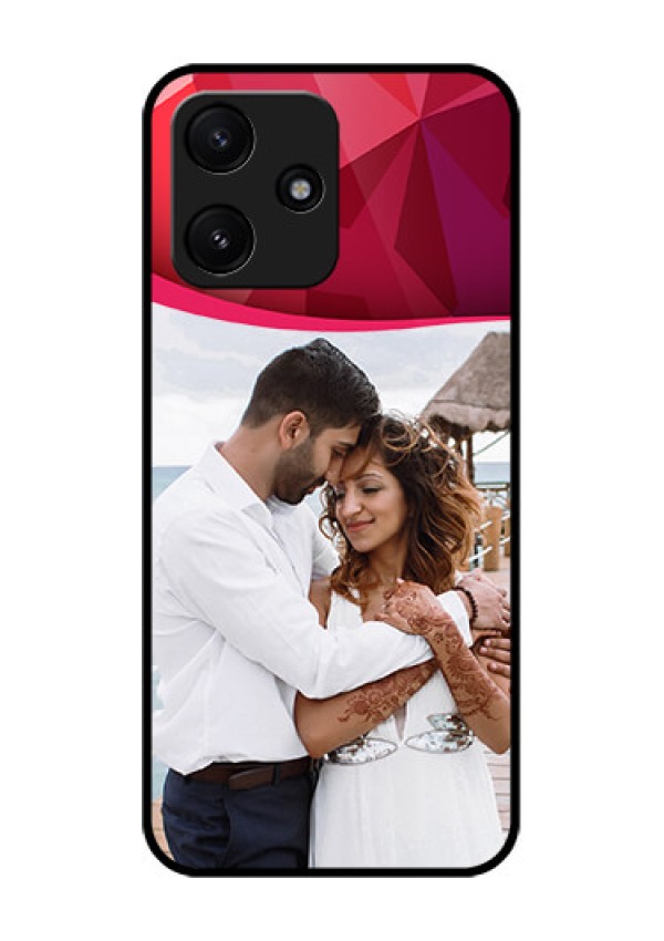 Poco M6 Pro 5G Custom Glass Mobile Case - Red Abstract Design