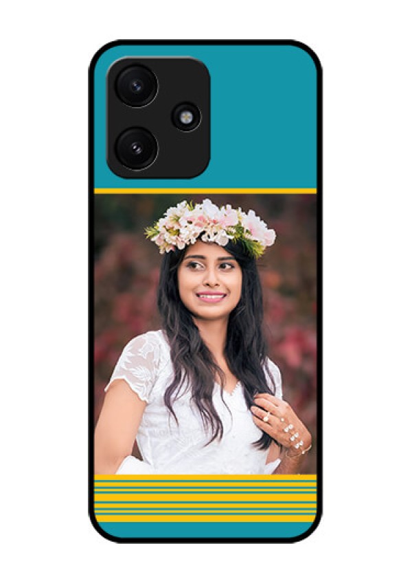 Poco M6 Pro 5G Custom Glass Phone Case - Yellow & Blue Design