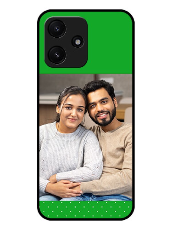 Custom Poco M6 Pro 5G Personalized Glass Phone Case - Green Pattern Design