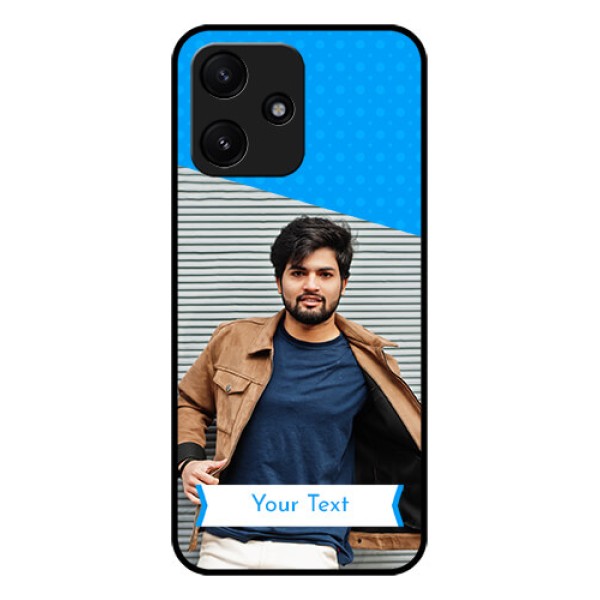 Poco M6 Pro 5G Photo Printing on Glass Case - Simple Blue Color Design