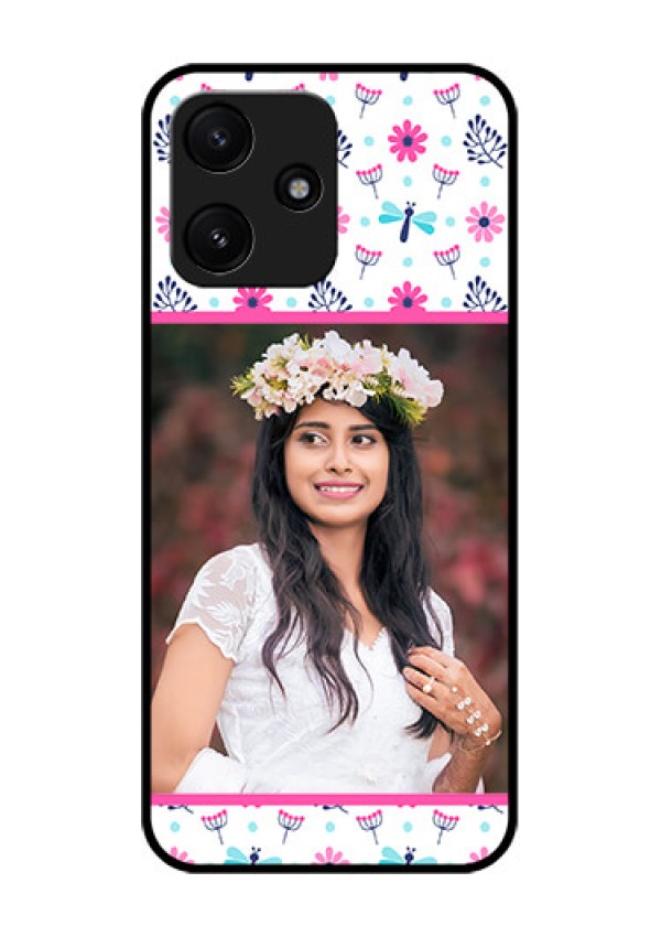 Poco M6 Pro 5G Photo Printing on Glass Case - Colorful Flower Design