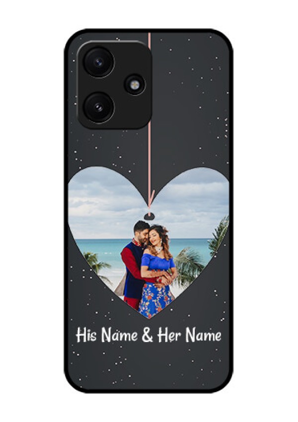 Poco M6 Pro 5G Custom Glass Phone Case - Hanging Heart Design