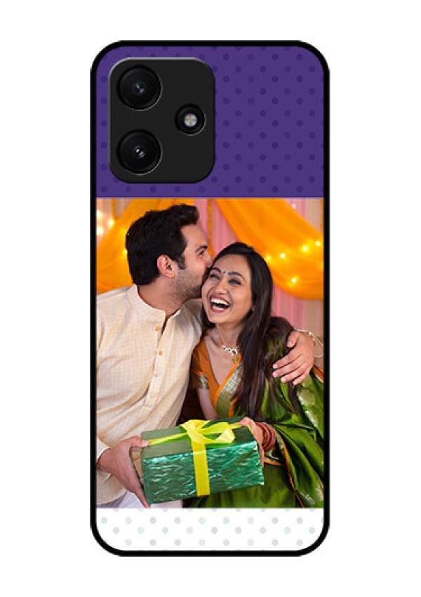 Poco M6 Pro 5G Personalized Glass Phone Case - Violet Pattern Design