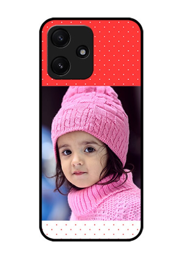Poco M6 Pro 5G Photo Printing on Glass Case - Red Pattern Design