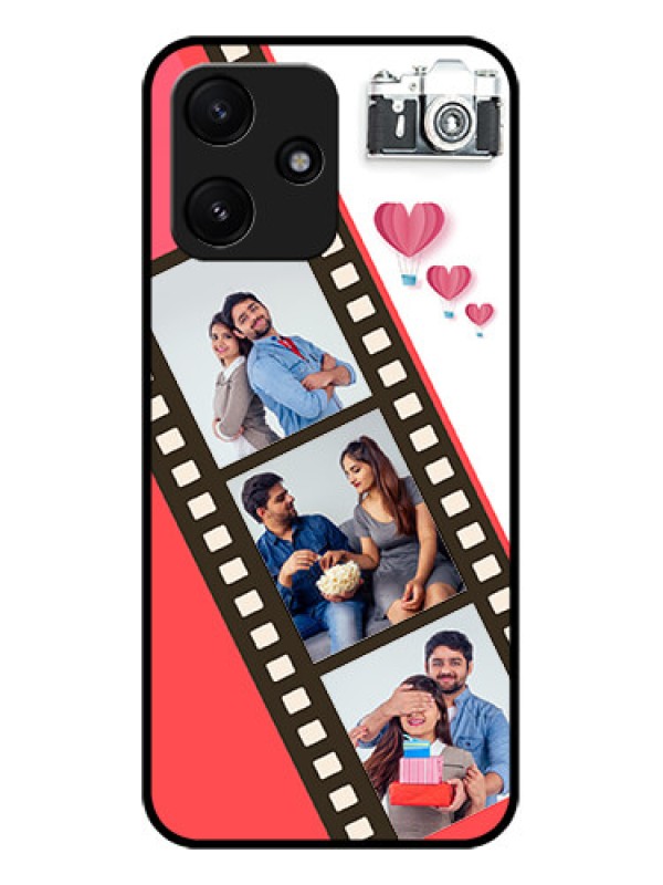 Custom Poco M6 Pro 5G Personalized Glass Phone Case - 3 Image Holder with Film Reel