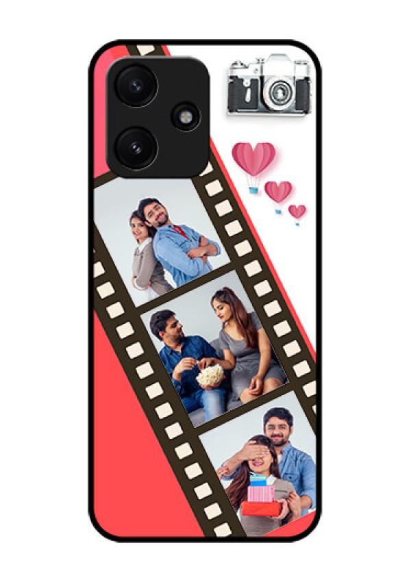 Poco M6 Pro 5G Personalized Glass Phone Case - 3 Image Holder with Film Reel