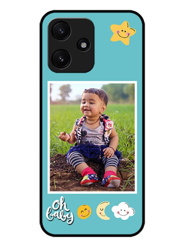 Custom Poco M6 Pro 5G Personalized Glass Phone Case - Smiley Kids Stars Design