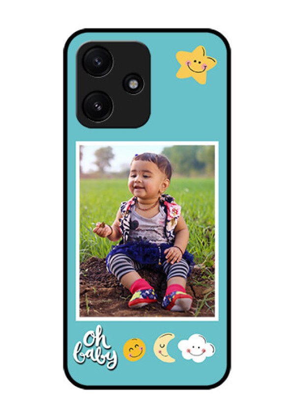 Poco M6 Pro 5G Personalized Glass Phone Case - Smiley Kids Stars Design