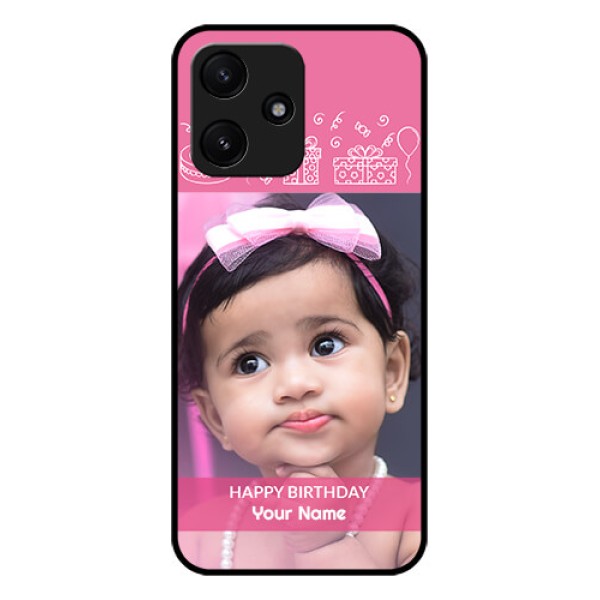 Poco M6 Pro 5G Photo Printing on Glass Case - with Birthday Line Art Design Poco M6 Pro 5G Photo Printing on Glass Case - with Birthday Line Art Design