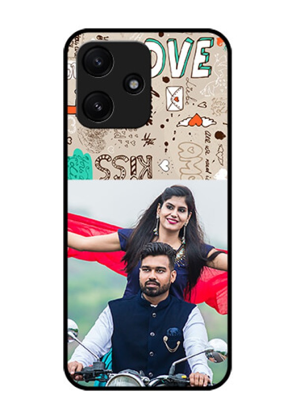 Poco M6 Pro 5G Custom Glass Phone Case - Love Doodle Pattern