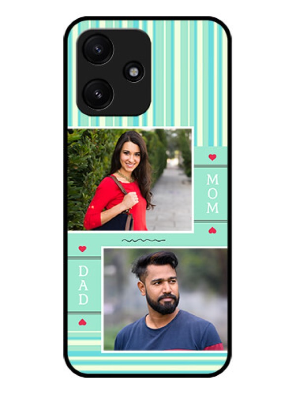 Custom Poco M6 Pro 5G Custom Glass Phone Case - Mom & Dad Pic Design