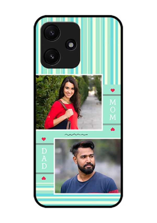 Poco M6 Pro 5G Custom Glass Phone Case - Mom & Dad Pic Design