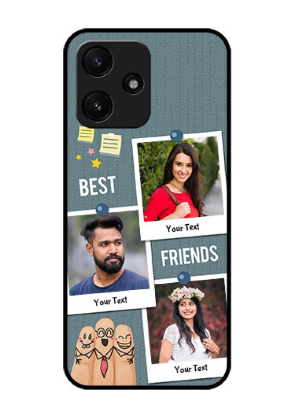 Poco M6 Pro 5G Personalized Glass Phone Case - Sticky Frames and Friendship Design
