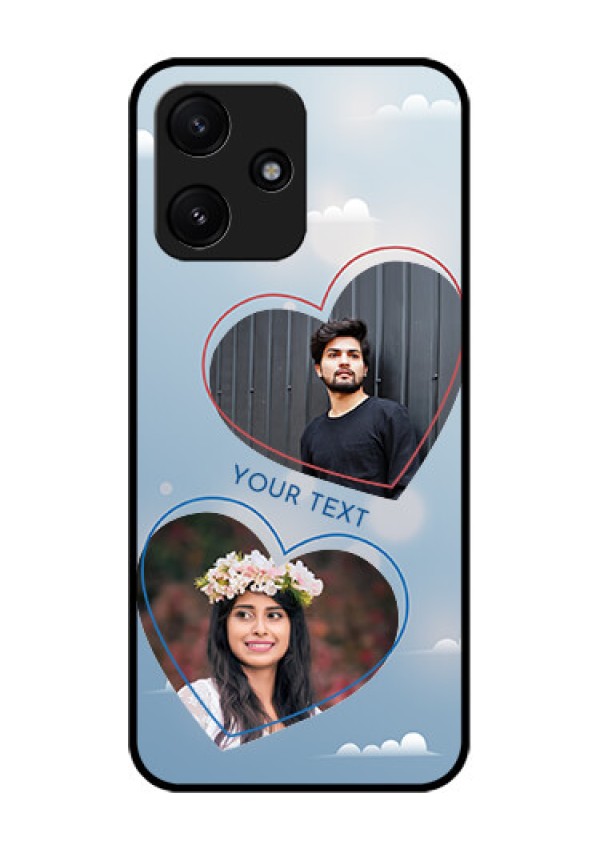 Poco M6 Pro 5G Custom Glass Mobile Case - Blue Color Couple Design