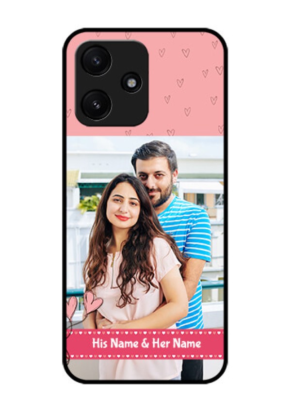 Poco M6 Pro 5G Personalized Glass Phone Case - Love Design Peach Color
