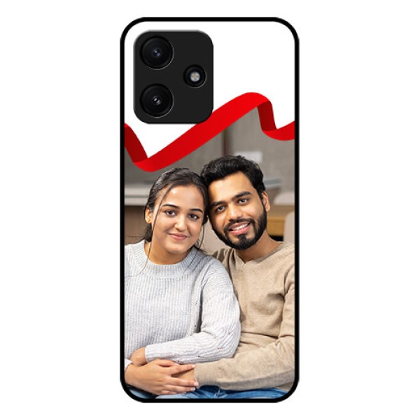 Poco M6 Pro 5G Photo Printing on Glass Case - Red Ribbon Frame Design