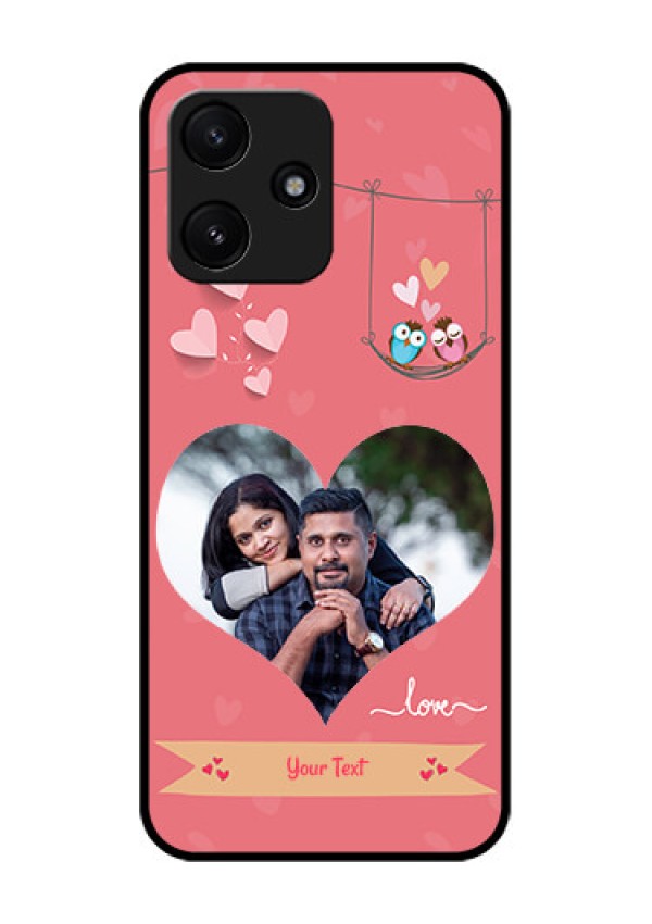 Poco M6 Pro 5G Personalized Glass Phone Case - Peach Color Love Design