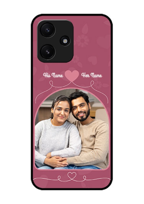 Poco M6 Pro 5G Photo Printing on Glass Case - Love Floral Design