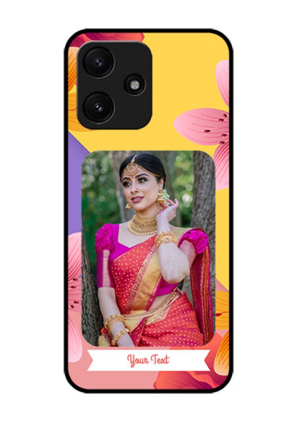 Poco M6 Pro 5G Custom Glass Mobile Case - 3 Image With Vintage Floral Design