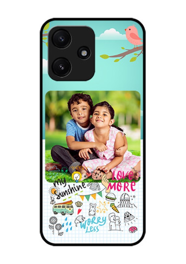 Poco M6 Pro 5G Photo Printing on Glass Case - Doodle love Design