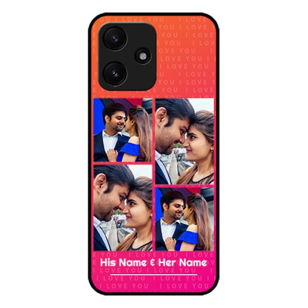 Poco M6 Pro 5G Custom Glass Phone Case - I Love You Pink Design
