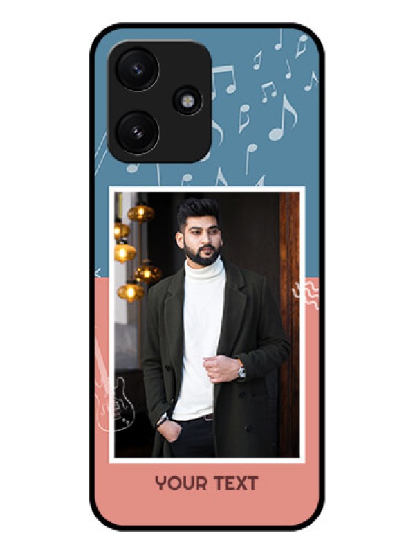 Custom Poco M6 Pro 5G Photo Printing on Glass Case - with Color Musical Note Design