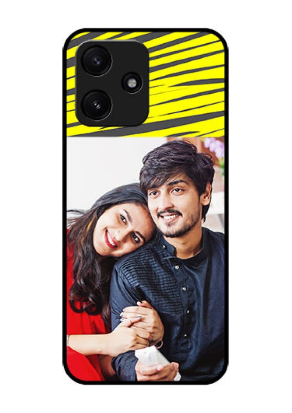 Poco M6 Pro 5G Photo Printing on Glass Case - Yellow Abstract Design