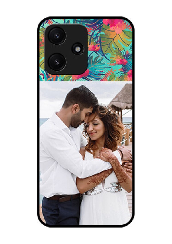 Poco M6 Pro 5G Photo Printing on Glass Case - Watercolor Floral Design