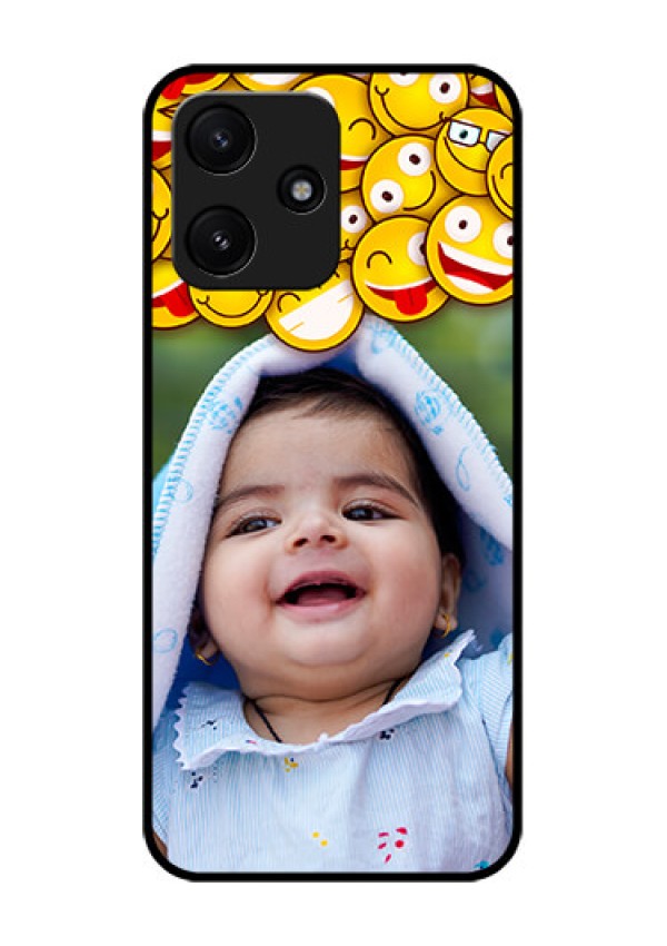 Poco M6 Pro 5G Custom Glass Mobile Case - with Smiley Emoji Design