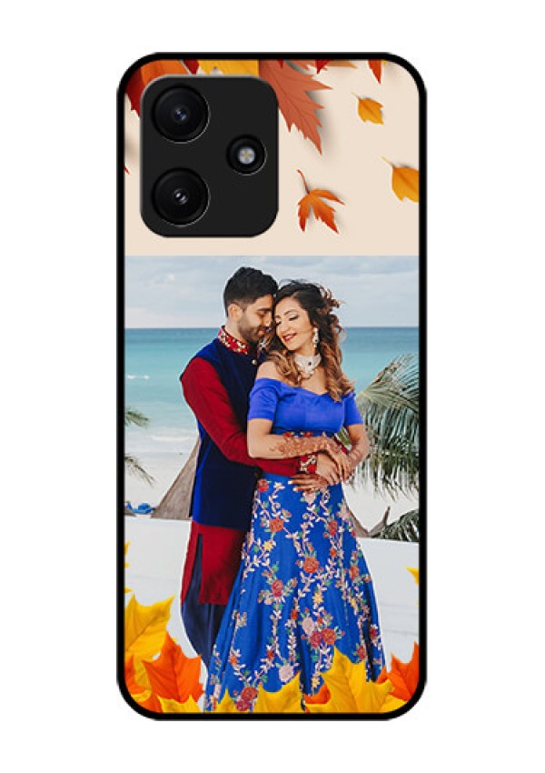 Poco M6 Pro 5G Photo Printing on Glass Case - Autumn Maple Leaves Design
