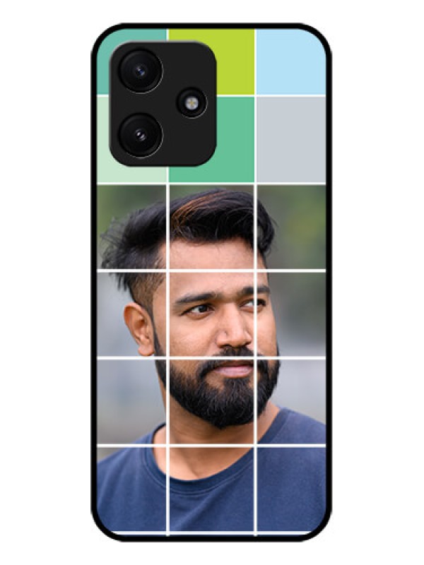 Custom Poco M6 Pro 5G Photo Printing on Glass Case - with white box pattern