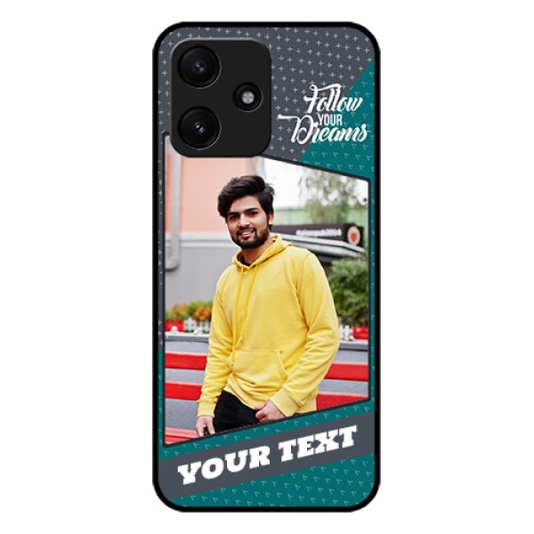 Poco M6 Pro 5G Personalized Glass Phone Case - Background Pattern Design with Quote