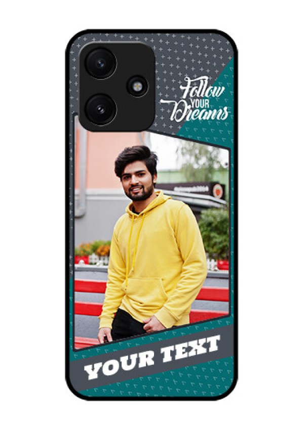 Poco M6 Pro 5G Personalized Glass Phone Case - Background Pattern Design with Quote