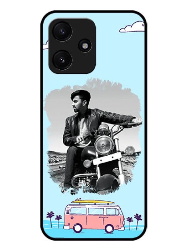 Custom Poco M6 Pro 5G Photo Printing on Glass Case - Travel & Adventure Design